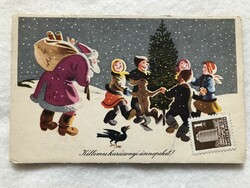 Old Christmas card with drawings - drawing by Tibor Gönczi -5.
