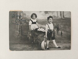 Old Easter postcard photo postcard kids egg