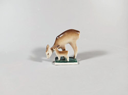 Zsolnay, fawn and fawn, hand-painted porcelain figure, flawless! (A031)