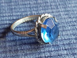 Vintage csehszlovák kék üvegköves gyűrű
