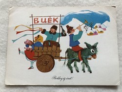 Régi rajzos Újévi  képeslap   -   B. Lazetzky Stella  rajz                -5.