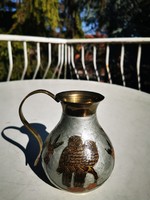 COPPER Enamel Jug with Owl Motif
