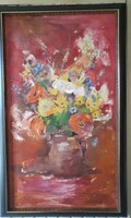 Flower still life oil painting by István Buda