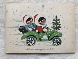 Régi rajzos Karácsonyi képeslap -    Kecskeméty Károly     rajz                          -5.