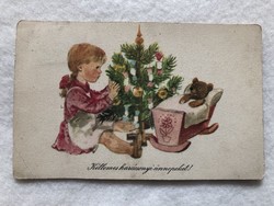 Régi rajzos Karácsonyi képeslap -    Demjén Zsuzsa     rajz                          -5.