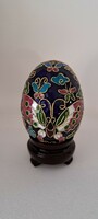For Easter: cloisonne decorative egg with butterfly pattern, pedestal, nice collector's item