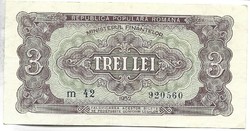 3 Lei 1952 Romania is rare in this condition.
