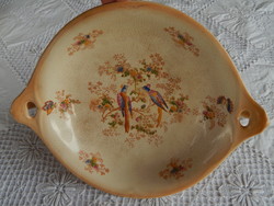 Antique English pheasant-patterned crown ducal ware trade mark earthenware pedestal table