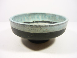 Gorka livia, retro 1960 pale blue and black 14.2 Cm artistic ceramic bowl, flawless! (G020)