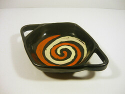 Gorka livia, retro 1950 black and orange 18.3 Cm artistic ceramic bowl, flawless! (G014)