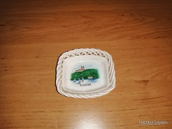 Bodrogkeresztúri kerámia áttört szélű Tihany emlék tálka 8*9 cm (po-1)