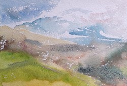 Watercolor landscape, 1983 (34x24cm) label on the back of the picture