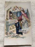 Antique, old gilded litho postcard - post clean -5.