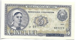 5 lei 1952 Románia Ritka ilyen állapotban.