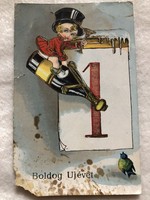 Antique, old gilded litho New Year's card -5.