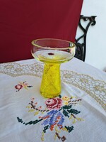 Sárga gyertyatartó váza repesztett Gyönyörű  Fátyolüveg fátyol karcagi berekfürdői üveg