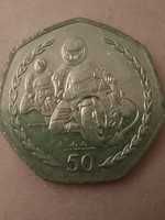 Ritka 50 penny érme Man of Isle 1997