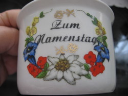 Antique Wilhelmsburg name-day mug with mountain flowers