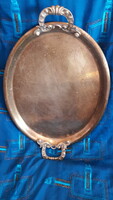 Old copper tray with oval handles (m3414)