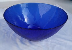 Royal blue glass salad bowl/serving plate for sale!