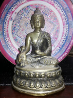 Tibetan antique Shakyamuni healing Buddha statue with Sanskrit characters
