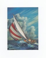 Üdvözlő képeslap postatiszta hajós 3-D