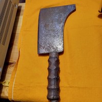 Old butcher's axe. Mastercard.