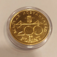 2T. 1Ft-ról Aranyozott ezüst 200 Forintos 1993 12g 500‰ ezüstből Tanusítvánnyal