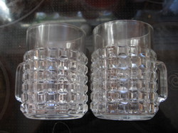 2 checkered crystal mugs, pitchers and glasses of whiskey with handles in one