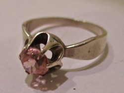 Beautiful antique Russian silver ring with pink stone