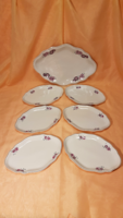 From HUF 1! Never used gold-rimmed, 6-person oval cake porcelain set arpo