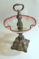 Art Nouveau center table with silver-plated base, offering