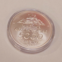 11 T. From HUF 1 silver 925‰ 31.46g 5000 HUF raven stone commemorative coin 2003 in capsule bu veret