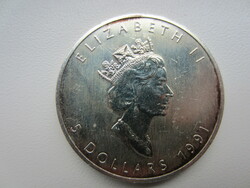 Canada Maple 1991 Rare Patina 1oz Silver Coin 0.999Ag 31.1G