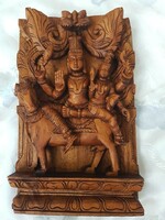 Indian Hindu Wood Carving Shiva and Parvati