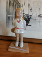 Old Hungarian ceramic figure - a tennis girl - maybe Izsépy