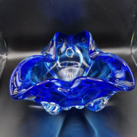A wonderful bohemian blue glass offering