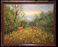 Deer on the edge of the forest c.Hunting painting-contemporary quality
