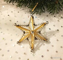 Régi gablonz csillag karácsonyfa dísz 8+3 cm