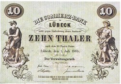 German States 10 German Thaler 1865 replica