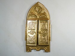 Régi retro díszes aranyozott alumínium képkeret Jézus, Jézuska szent képpel