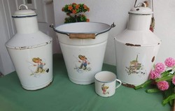 Bonyhádi 7 liter figured enameled enameled Ceglédi jug water jug jug bucket mug