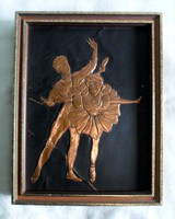 Ballet dancers - old copper sheet relief wall picture in a thick frame