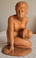 Bedő imre art deco large terracotta lady, female nude