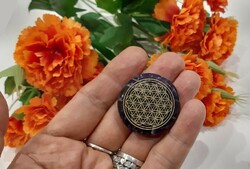 Real term. Amethyst talisman with flower of life symbol, 116g, topaaa