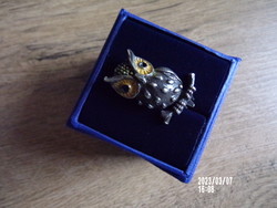 Sensational fire enamel owl brooch
