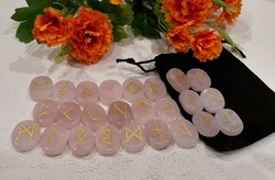 25 pcs real rose quartz for runic stone divination in elegant bag, topaaa
