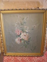 N11 antique artistic bouquet of roses on wooden canvas oil painting 60 x 54 cm discounted