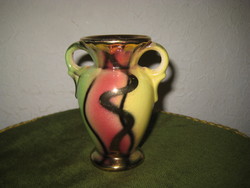 Old, high-quality small vase, made of porcelain, decorated with lots of gold, 11 cm cm, unmarked
