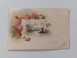 Old postcard 1899 postcard with rose landscape